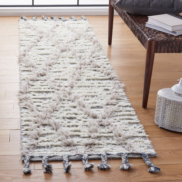 Kenya 953  Hand Woven 100% Wool Pile Rug Ivory / Grey