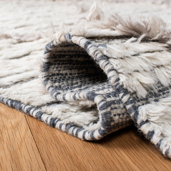 Kenya 953  Hand Woven 100% Wool Pile Rug Ivory / Grey