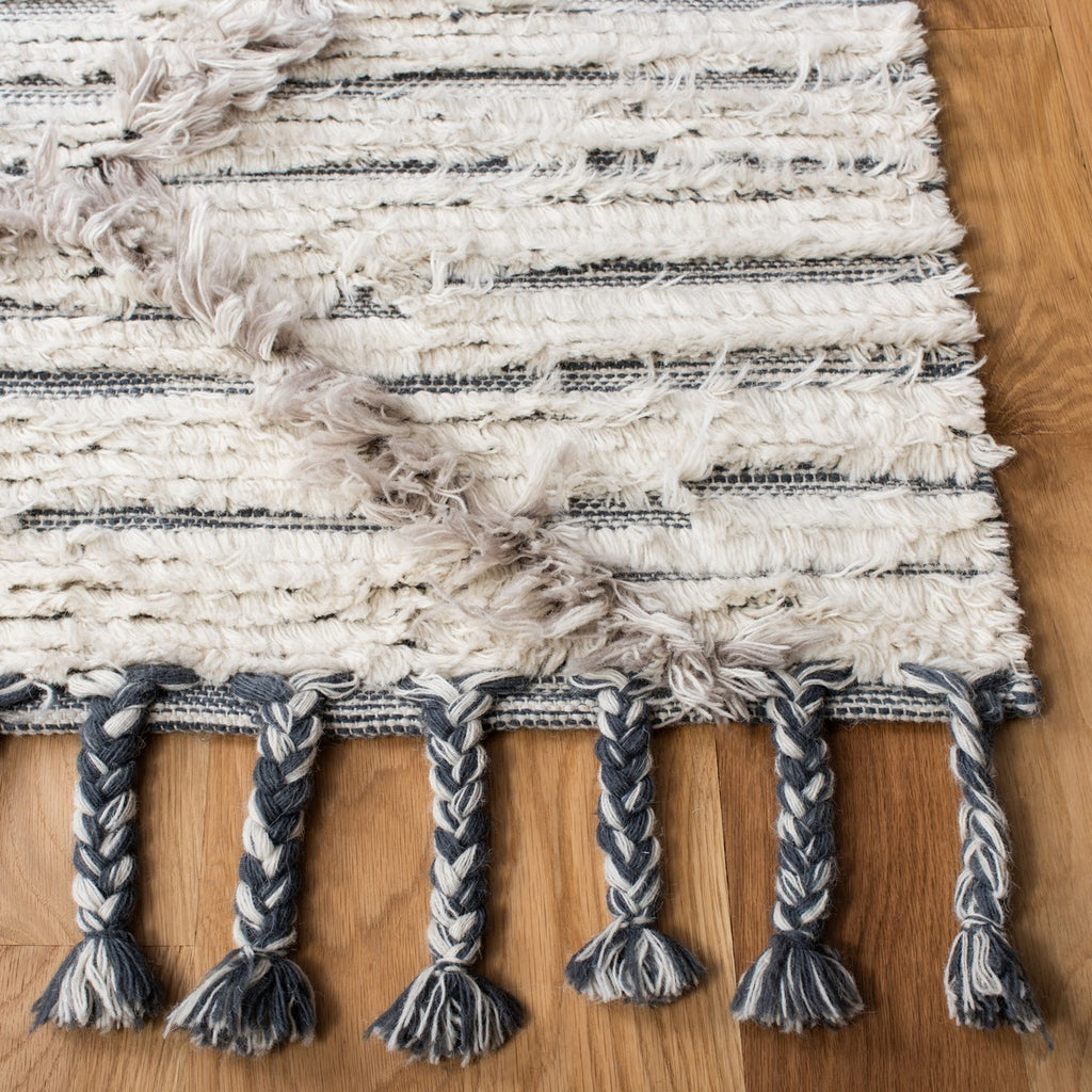 Kenya 953  Hand Woven 100% Wool Pile Rug Ivory / Grey