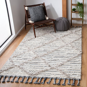 Kenya 953  Hand Woven 100% Wool Pile Rug Ivory / Grey