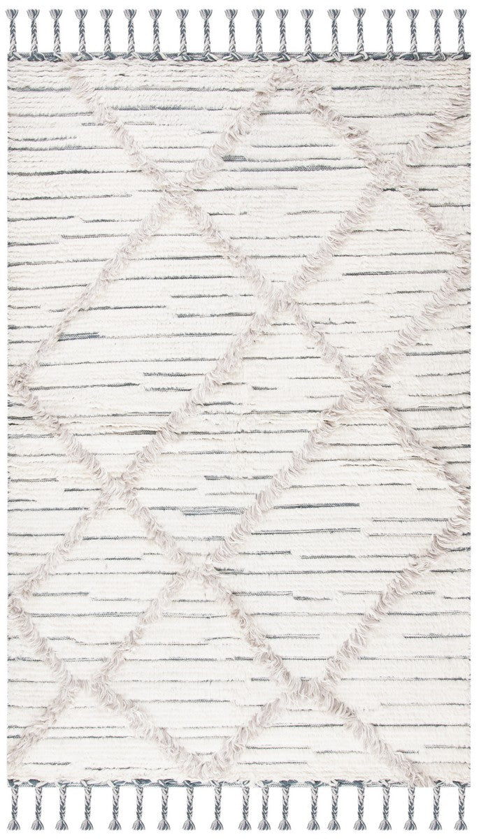 Kenya 953  Hand Woven 100% Wool Pile Rug Ivory / Grey