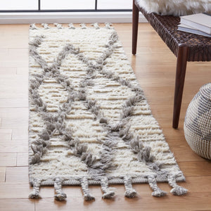 Kenya 954  Hand Woven 100% Wool Pile Rug Ivory / Grey