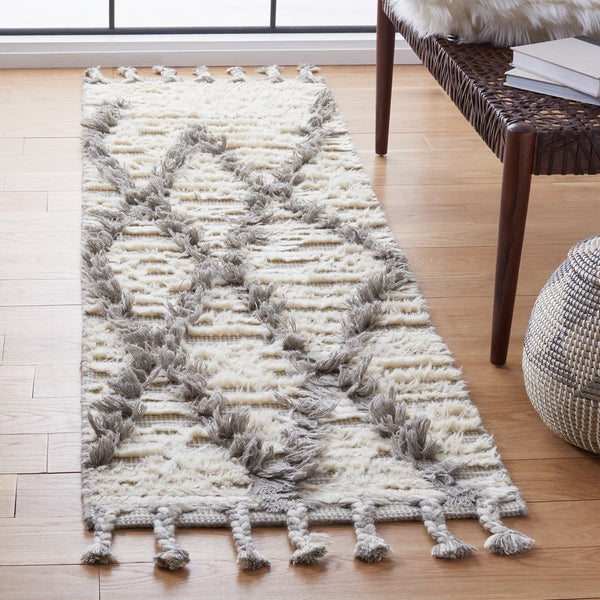 Kenya 954  Hand Woven 100% Wool Pile Rug Ivory / Grey