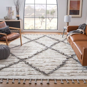 Kenya 954  Hand Woven 100% Wool Pile Rug Ivory / Grey
