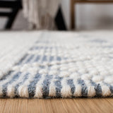 Kenya 956  Hand Woven 100% Wool Pile Rug Ivory / Blue