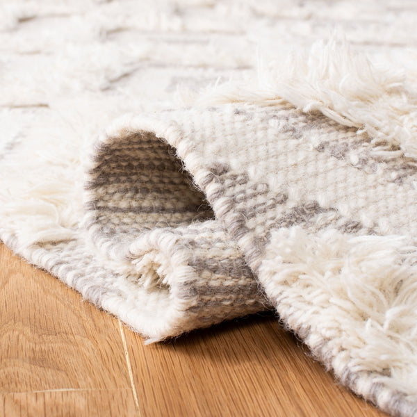 Kenya 957  Hand Woven 100% Wool Pile Rug Ivory / Grey