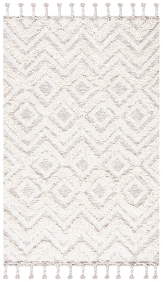 Kenya 957  Hand Woven 100% Wool Pile Rug Ivory / Grey