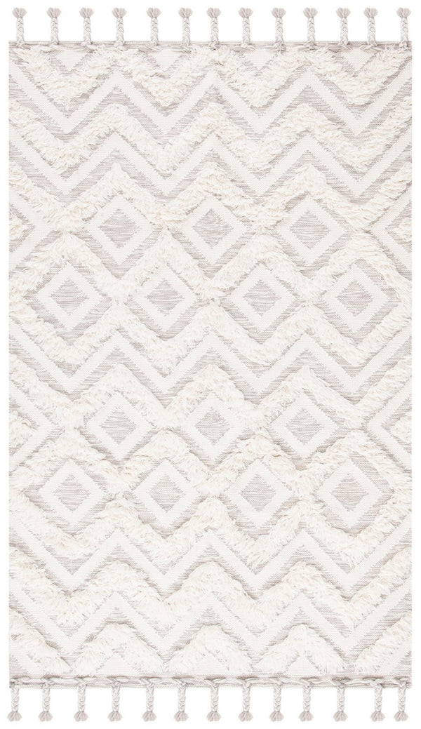 Kenya 957  Hand Woven 100% Wool Pile Rug Ivory / Grey