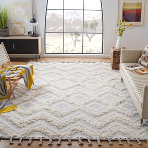Kenya 957  Hand Woven 100% Wool Pile Rug Ivory / Grey