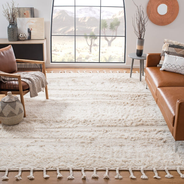 Kenya 958  Hand Woven 100% Wool Pile Rug Ivory / Beige