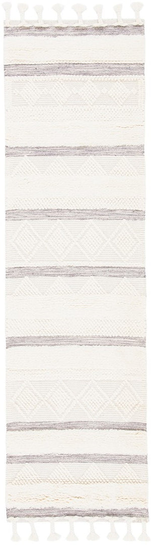 Kenya 959  Hand Woven 100% Wool Pile Rug Ivory / Grey