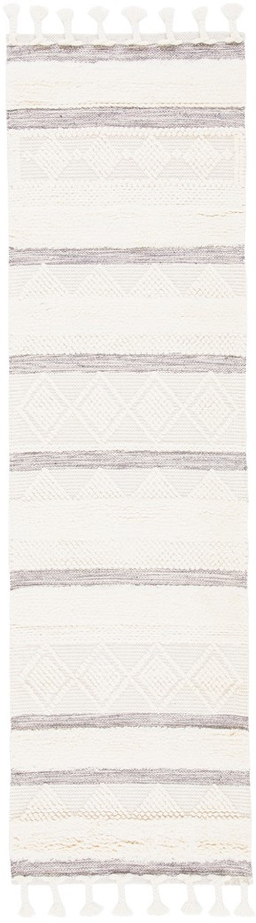 Kenya 959  Hand Woven 100% Wool Pile Rug Ivory / Grey