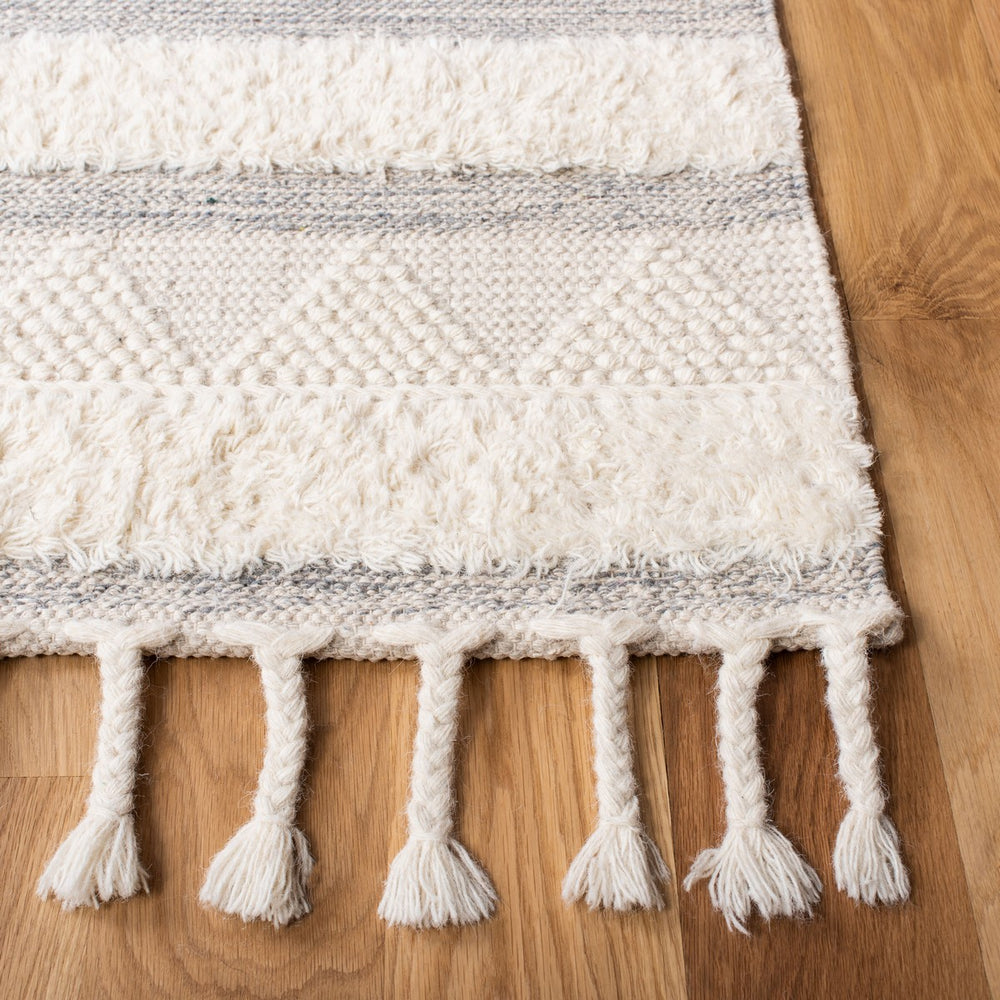 Kenya 959  Hand Woven 100% Wool Pile Rug Ivory / Grey