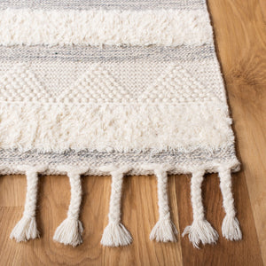 Kenya 959  Hand Woven 100% Wool Pile Rug Ivory / Grey