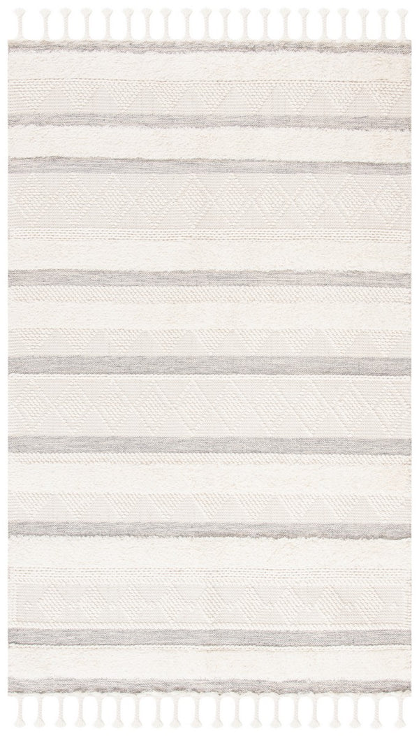 Kenya 959  Hand Woven 100% Wool Pile Rug Ivory / Grey