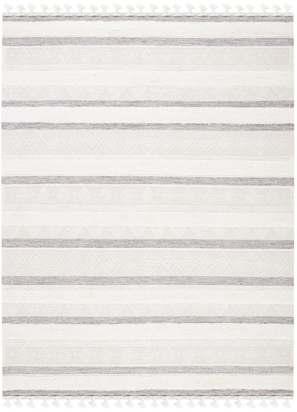 Kenya 959  Hand Woven 100% Wool Pile Rug Ivory / Grey