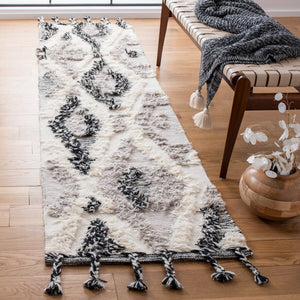 Kenya 960  Hand Woven 100% Wool Pile Rug Grey / Black