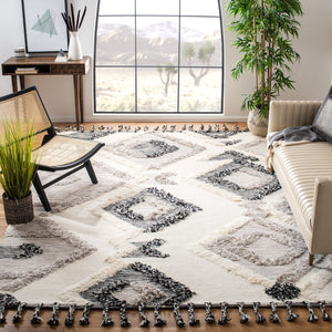 Kenya 960  Hand Woven 100% Wool Pile Rug Grey / Black