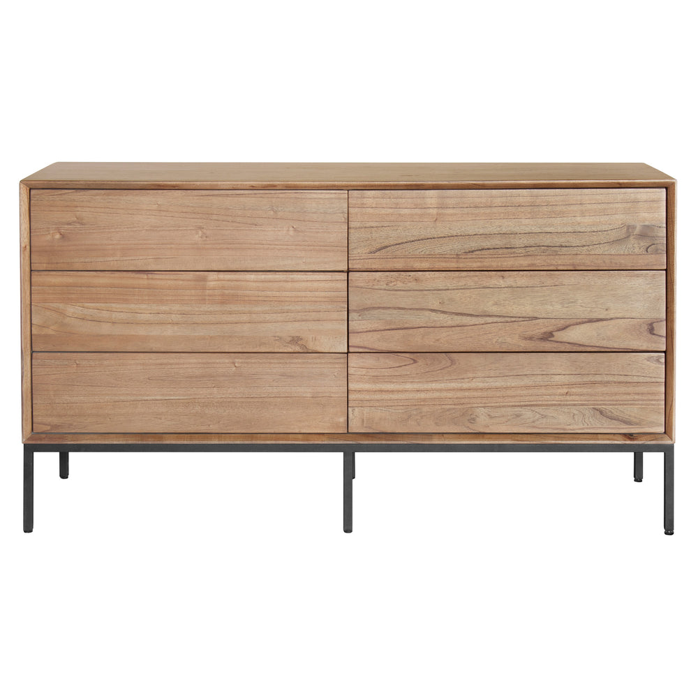 Hathaway Modern 6-Drawer Dresser in Newton Brown Finish – Solid Wood & Steel, Fully Assembled!