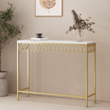 Breu Modern Glam Console Table with Petal Accents, Gold and White Noble House