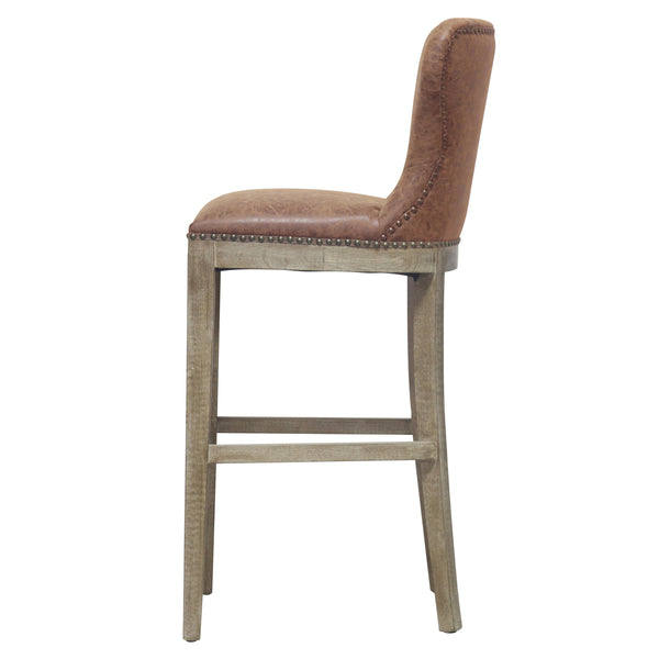 Dorsey Faux Leather Bar Stool – Stylish, Distressed Design for Modern or Transitional Spaces, 30” Height