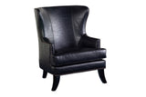 Porter Designs Grant Crackle Leather Wingback Contemporary Accent Chair Black 02-201-06-560