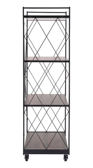 Zuo Modern Romania MDF, Steel Industrial Commercial Grade Shelf Brown, Black MDF, Steel