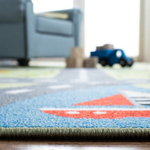 Safavieh Kids Playhouse 228 Power Loomed Kids Rug Green / Charcoal 7'-9" x 10'