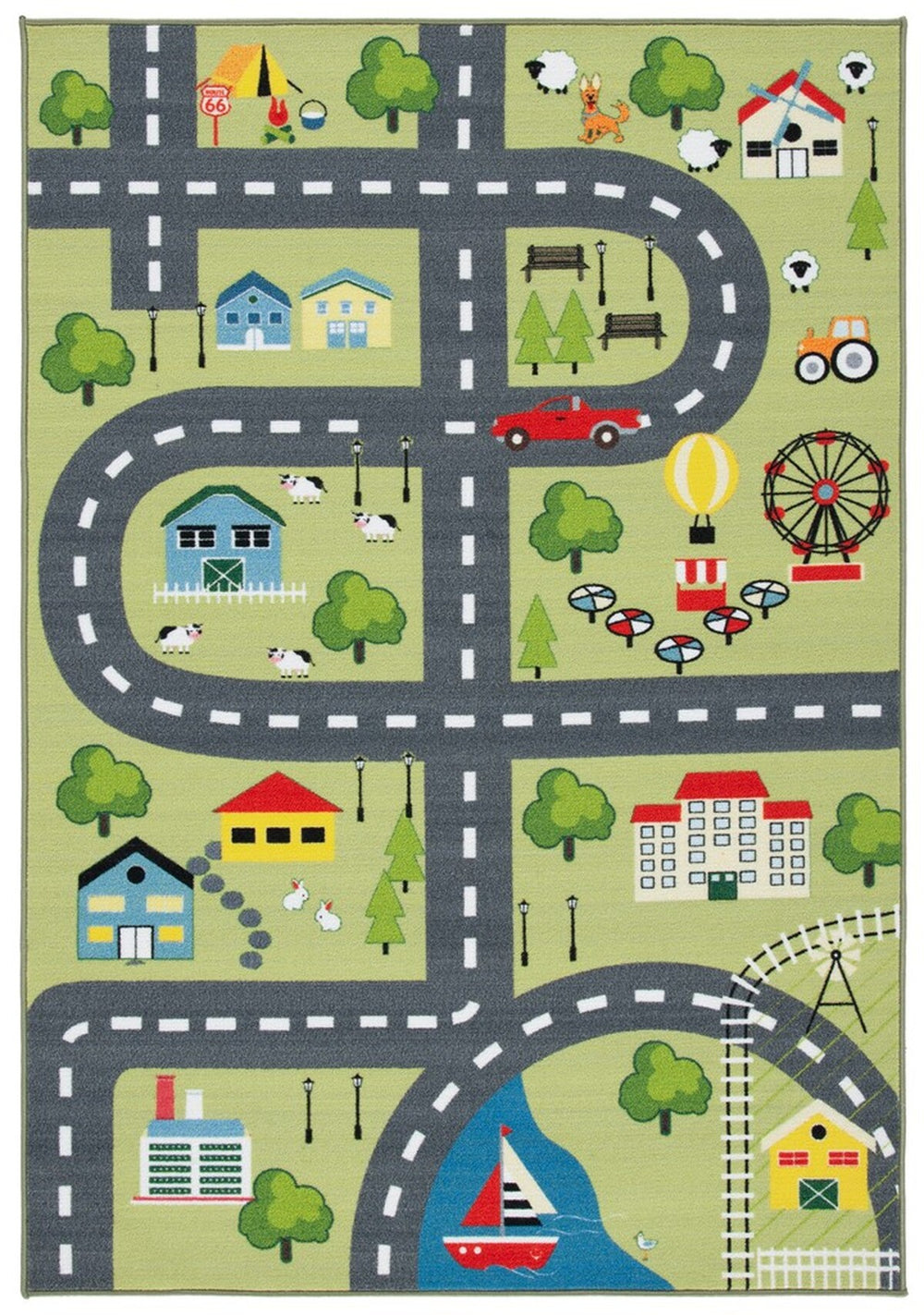 Safavieh Kids Playhouse 228 Power Loomed Kids Rug Green / Charcoal 7'-9" x 10'