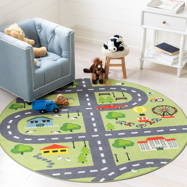 Safavieh Kids Playhouse 228 Power Loomed Kids Rug Green / Charcoal 7'-9" x 10'