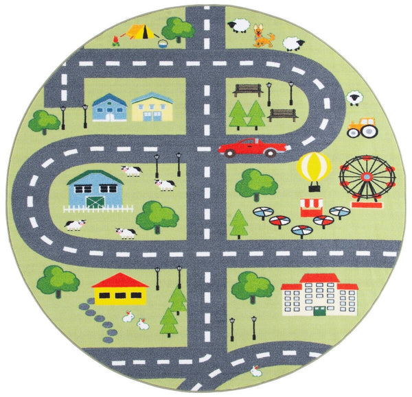 Safavieh Kids Playhouse 228 Power Loomed Kids Rug Green / Charcoal 7'-9" x 10'