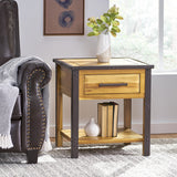 Luna Acacia Wood One Drawer End Table Noble House