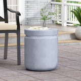 Noyes Outdoor Lightweight Concrete Side Table, Light Gray Noble House