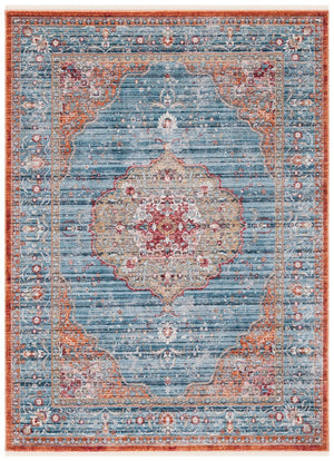 Kenitra 600 Kenitra 676 Traditional Power Loomed Polyester Space Dyed Rug Blue / Red