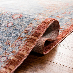 Kenitra 600 Kenitra 676 Traditional Power Loomed Polyester Space Dyed Rug Blue / Red