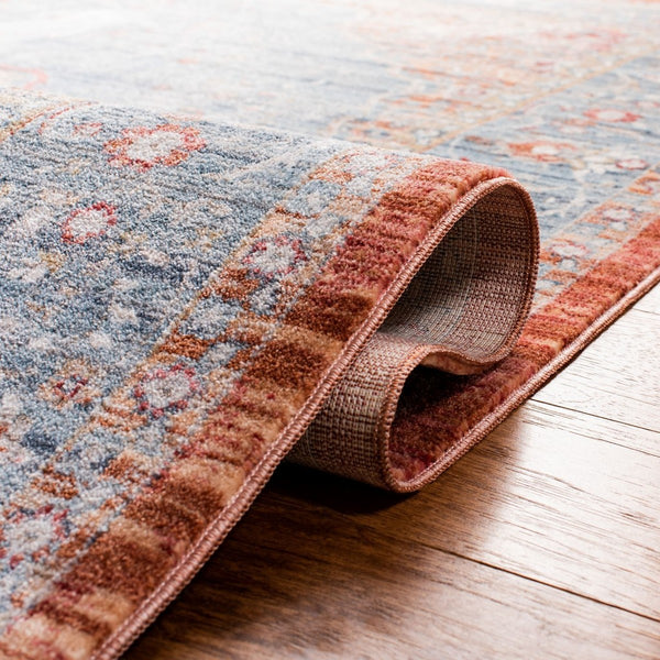 Kenitra 600 Kenitra 676 Traditional Power Loomed Polyester Space Dyed Rug Blue / Red