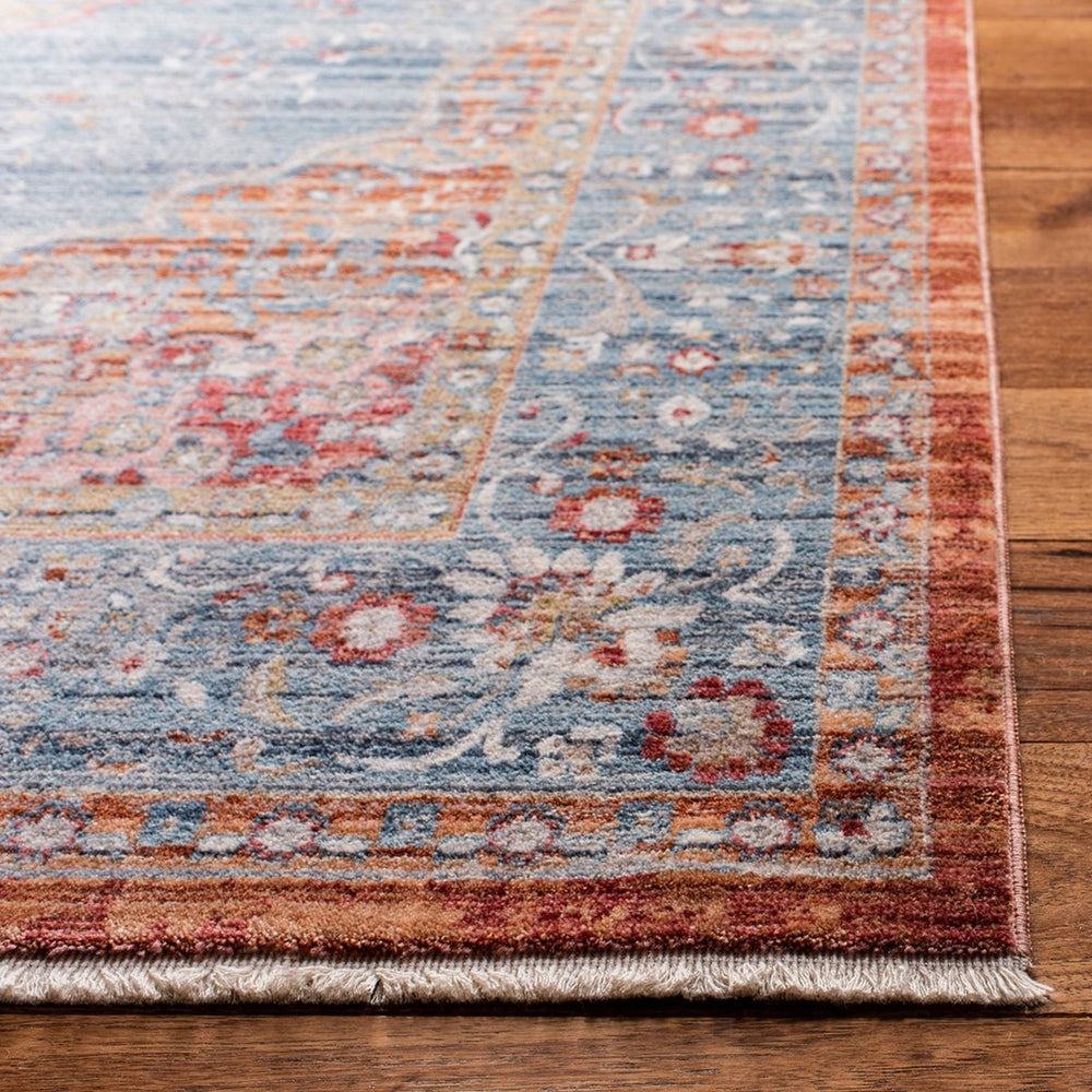 Kenitra 600 Kenitra 676 Traditional Power Loomed Polyester Space Dyed Rug Blue / Red