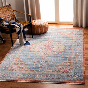 Kenitra 600 Kenitra 676 Traditional Power Loomed Polyester Space Dyed Rug Blue / Red