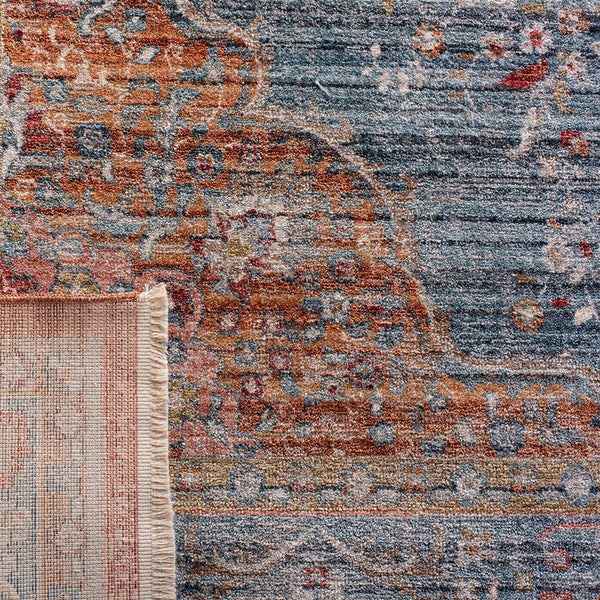 Kenitra 600 Kenitra 676 Traditional Power Loomed Polyester Space Dyed Rug Blue / Red