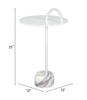 Zuo Modern Will Iron, Marble Modern Commercial Grade Side Table White, Multicolor Iron, Marble