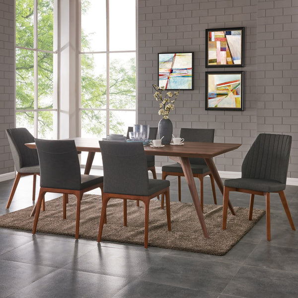 Devon Faux Leather Dining Chairs - Set of 2, Mid-Century Modern Style with Walnut Legs & Comfort