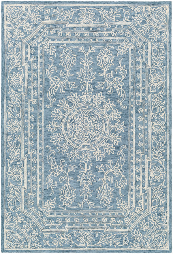 Kayseri KSR-2306 Traditional Wool Rug KSR2306-81012 Denim, Navy, Cream 100% Wool 8'10" x 12'