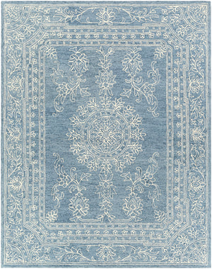 Kayseri KSR-2306 Traditional Wool Rug KSR2306-810 Denim, Navy, Cream 100% Wool 8' x 10'