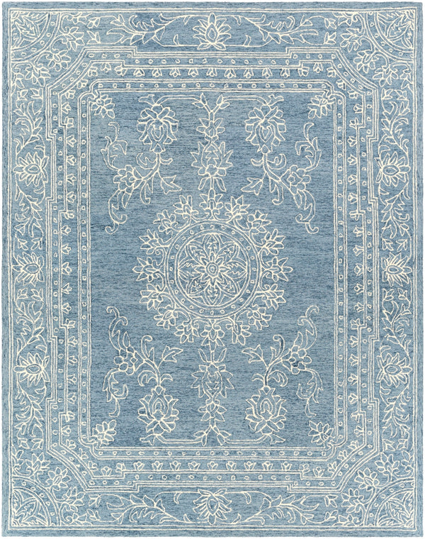 Kayseri KSR-2306 Traditional Wool Rug KSR2306-810 Denim, Navy, Cream 100% Wool 8' x 10'