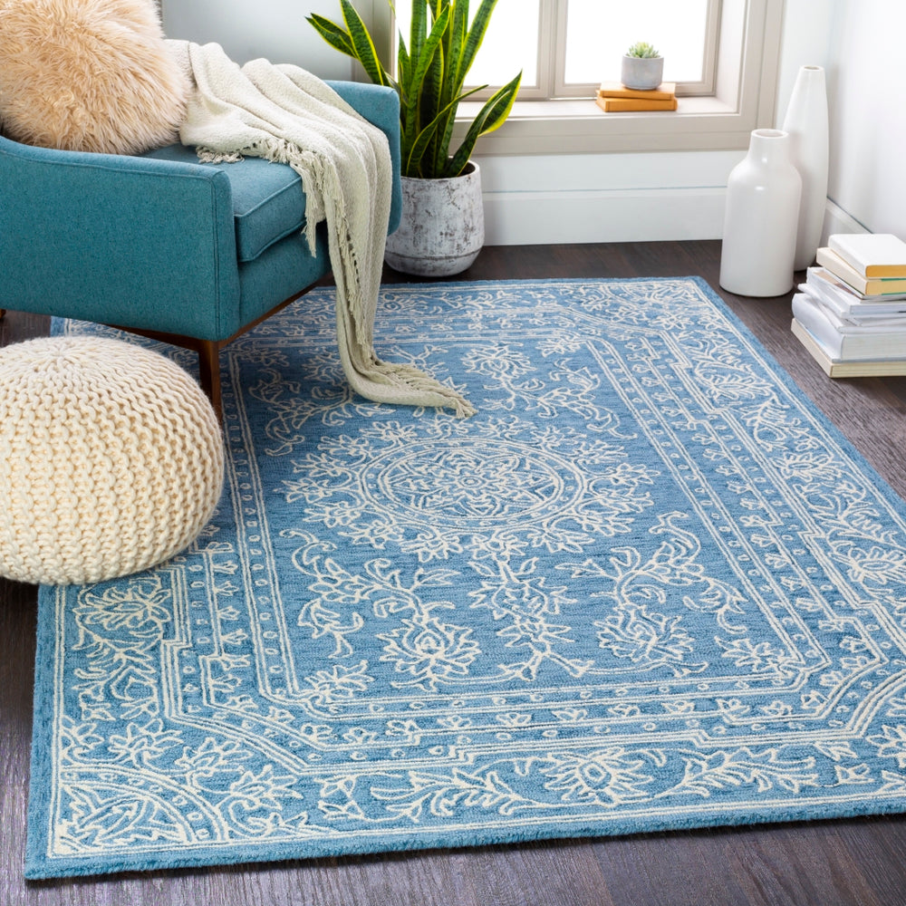 Kayseri KSR-2306 Traditional Wool Rug KSR2306-81012 Denim, Navy, Cream 100% Wool 8'10" x 12'