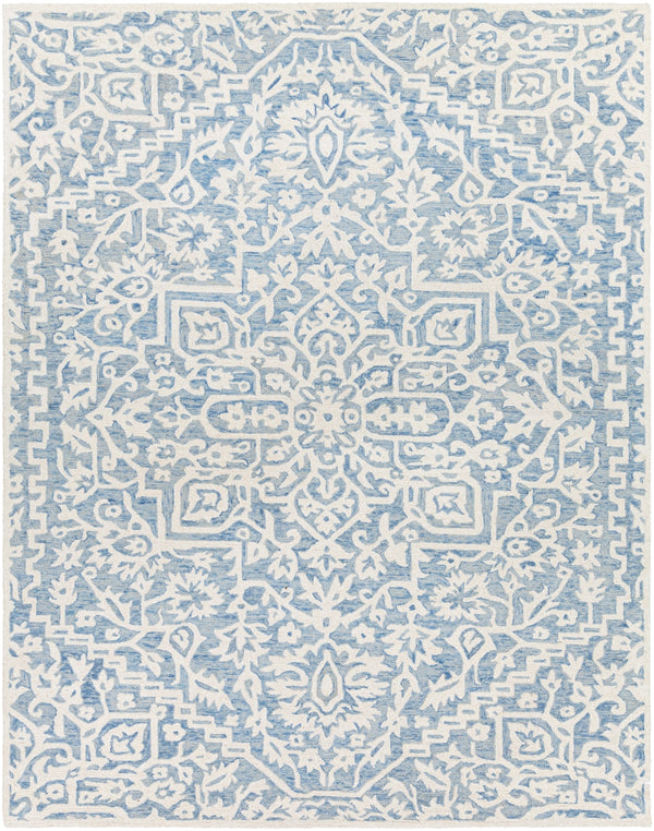 Kayseri KSR-2307 Traditional Wool Rug KSR2307-810 Denim, Ice Blue, Cream 100% Wool 8' x 10'