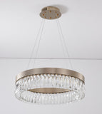 Bethel Gold LED Chandelier in Stainless Steel & Crystal