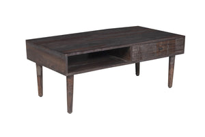 Porter Designs Waves Solid Sheesham Wood Modern Coffee Table Gray 05-196-02-W06M