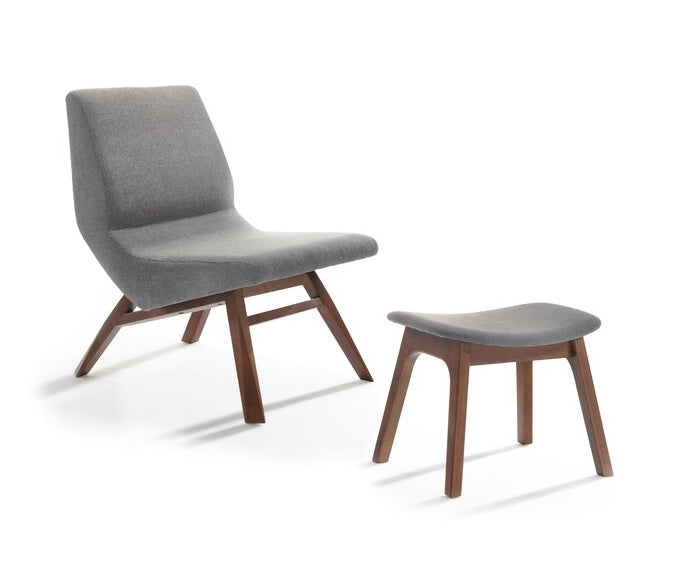 VIG Furniture Modrest Whitney Modern Grey & Walnut Accent Chair & Ottoman VGMAMI-558-GRY