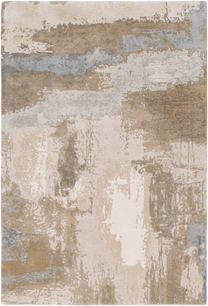Kavita KVT-2300 Modern Viscose, Wool Rug KVT2300-81012 Khaki, Ivory, Medium Gray, Pale Blue, Tan, Light Gray 50% Viscose, 50% Wool 8'10" x 12'